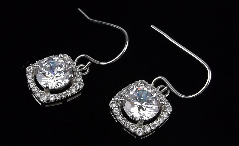 New Designer Sterling Silver White Stone Drop Earrings (1 of 2)