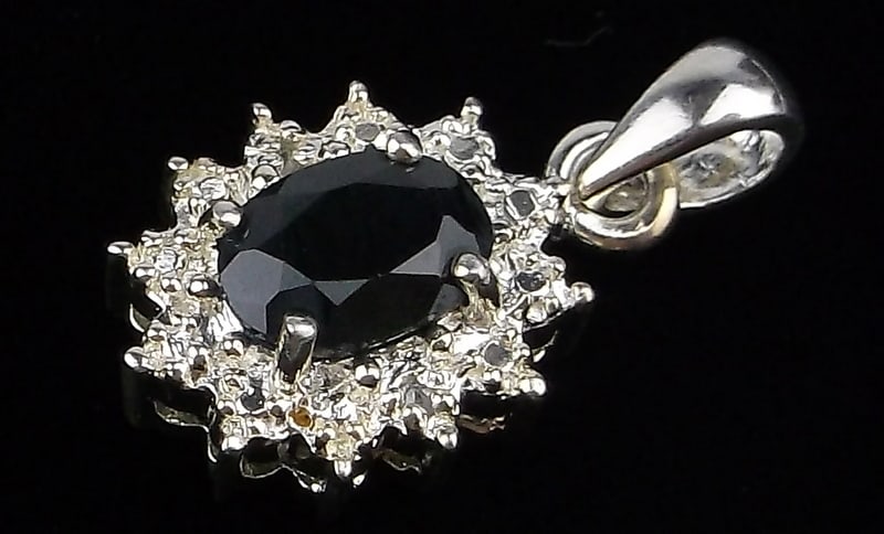Mint Vintage Sterling Silver Sapphire Diamond Pendant (1 of 2)