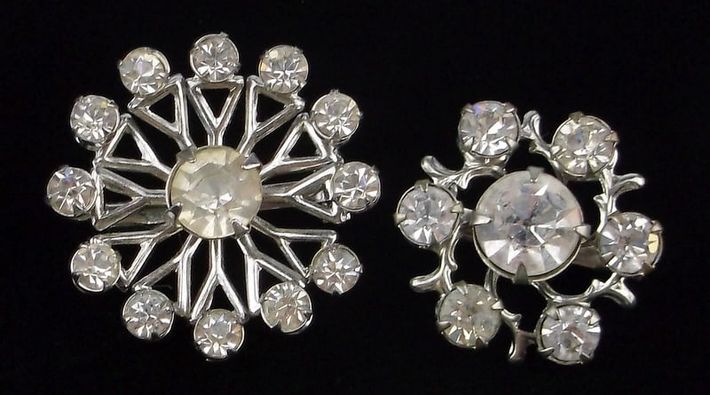 Mint Vintage 1950s Rhinestone Brooch Pin Set (1 of 2)