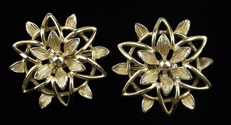 Gorgeous Vint 1960s Emmons Atomic Flower Earrings: excellent condition