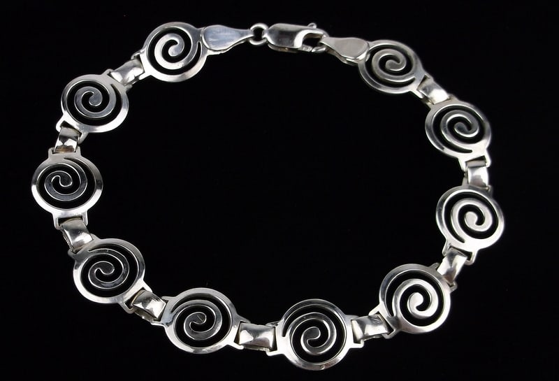 Mint Vintage Sterling Silver Hypno Chain Bracelet 7.5" (1 of 2)