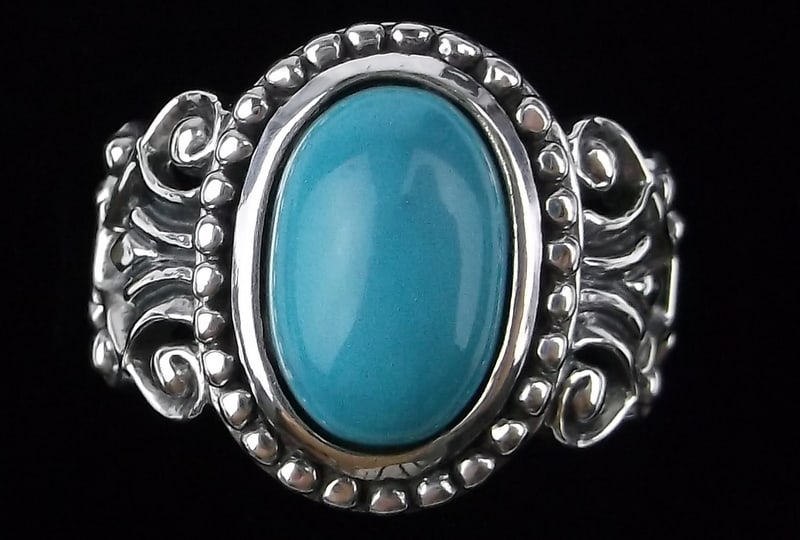 Mint Thick Vint Designer Sterling Silver Turquoise Ring 8 (1 of 2)