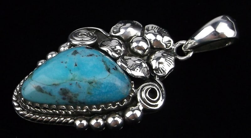 Mint Vintage Sterling Silver Turquoise Pendant (1 of 2)