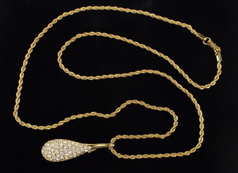 New Vintage Swarovski Signed Crystal Egg Necklace 30" (1 of 3)