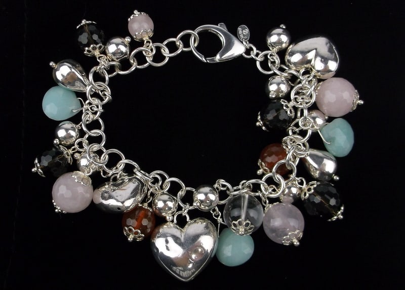 Big Mint Vint Heavy Italian Sterling Silver Amazonite Bracelet 8" (1 of 3)