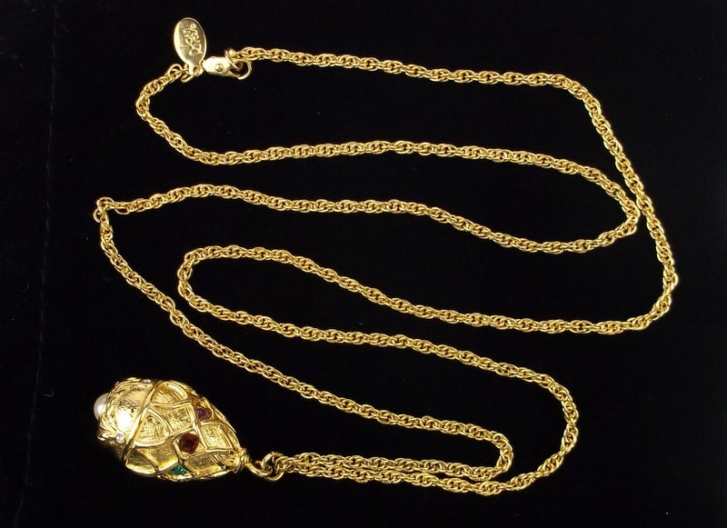 New Vintage Joan Rivers Crystal Egg Necklace 28" (1 of 3)
