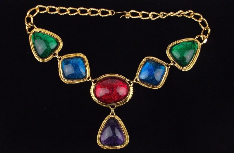 New Big Vint Kenneth Jay Lane Jelly Belly Rhinestone Necklace 19": new condition