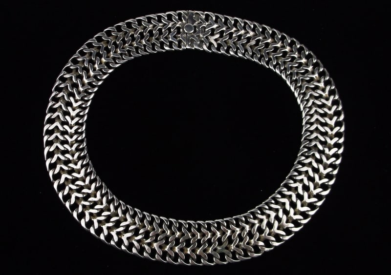 Big Mint 1950s HEAVY Taxco Sterling Silver Chain Necklace 16" 111g: Guaranteed Solid 925 Sterling Silver, in Excellent Condition