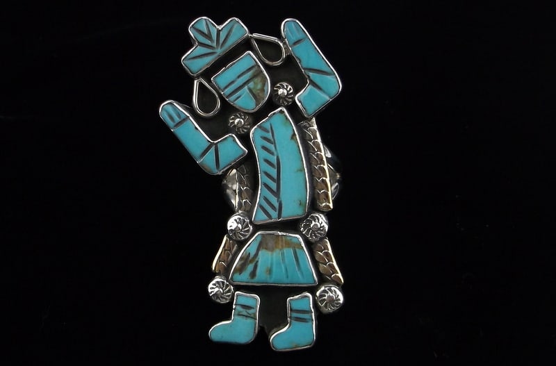 RARE 1960s Johnny Bluejay Hopi/Anglo Sterling Kachina Ring 7.75 (1 of 3)
