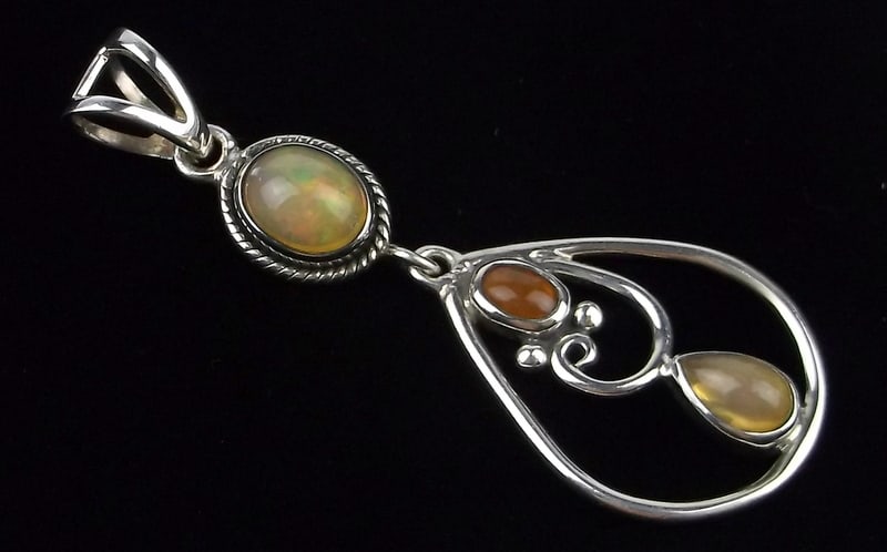 New Big Vintage Arya Sterling Silver Opal Sway Pendant (1 of 3)