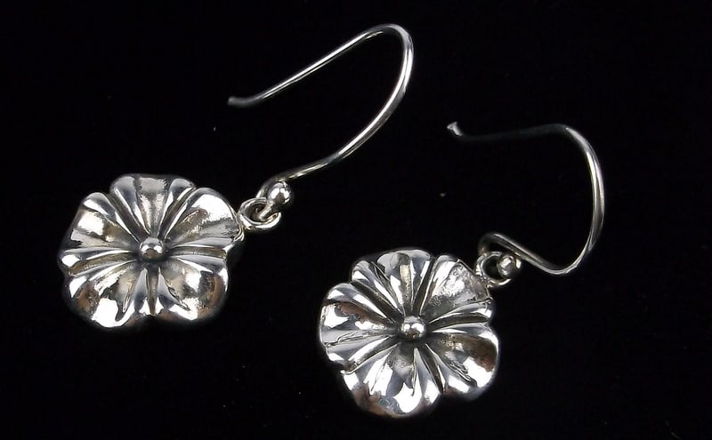 Mint Vintage Thick Sterling Silver Plumeria Flower Earrings: Guaranteed Solid 925 Sterling Silver, in Excellent Condition