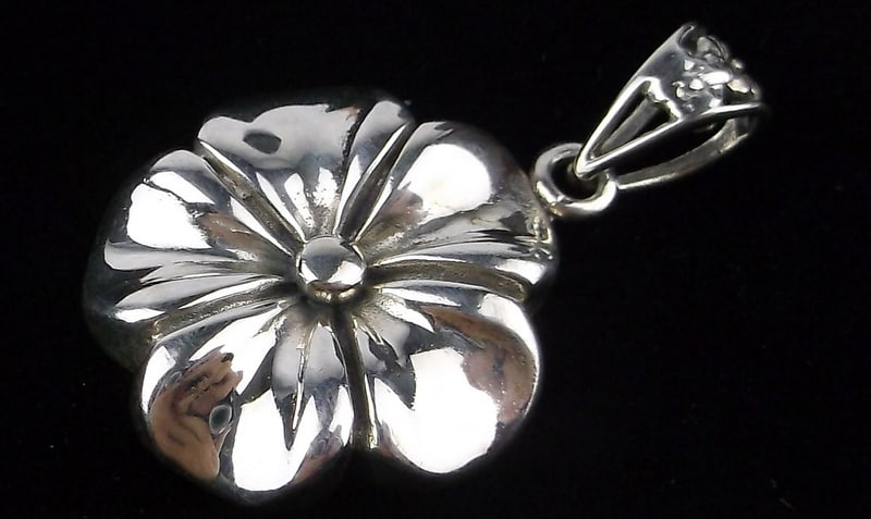 Mint Vintage Thick Sterling Silver Plumeria Flower Pendant: Guaranteed Solid 925 Sterling Silver, in Excellent Condition