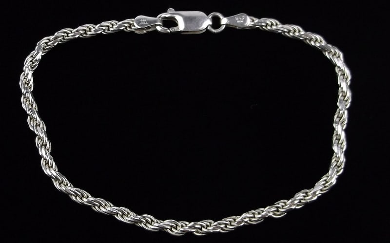 Mint Vintage Italian Sterling Silver Rope Chain Bracelet 7" (1 of 2)