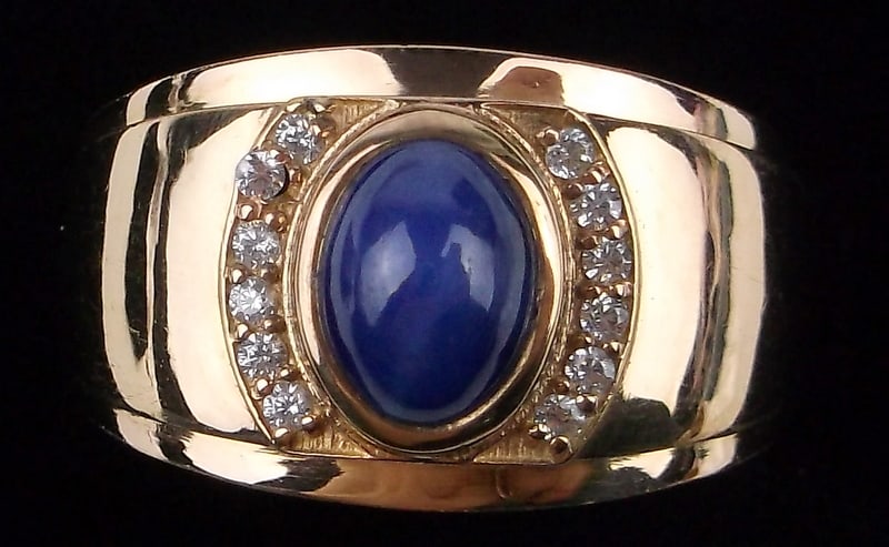 Mint Designer Gold Over Sterling 1ct Star Sapphire Mens Ring 13: Guaranteed Solid 925 Sterling Silver, in Excellent Condition