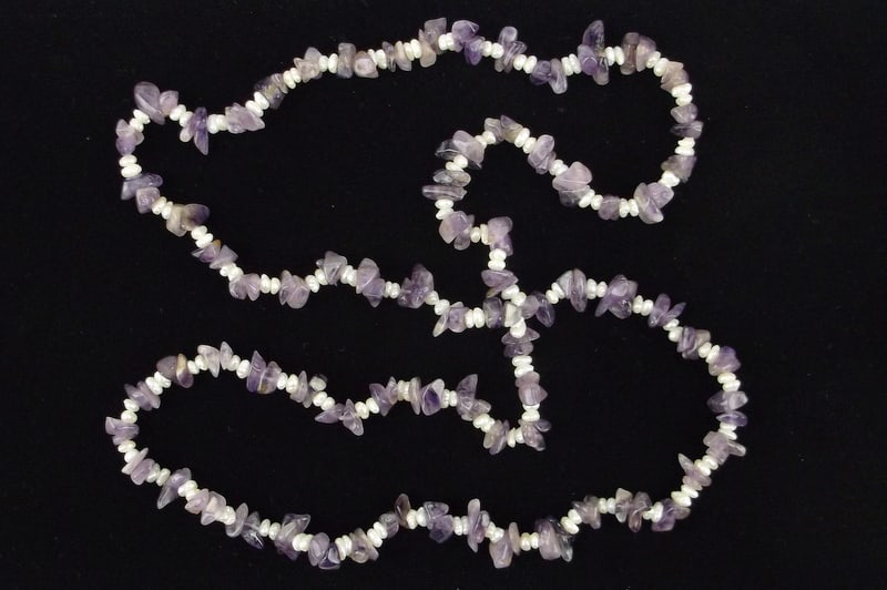 Mint Amethyst Pearl Long Necklace 34" (1 of 2)