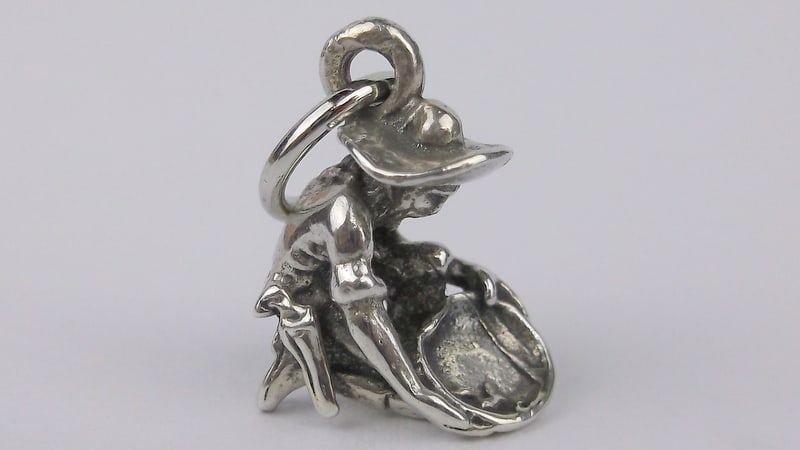Mint Vintage Sterling Silver Gold Miner Panner Pendant: Guaranteed Solid 925 Sterling Silver, in Excellent Condition