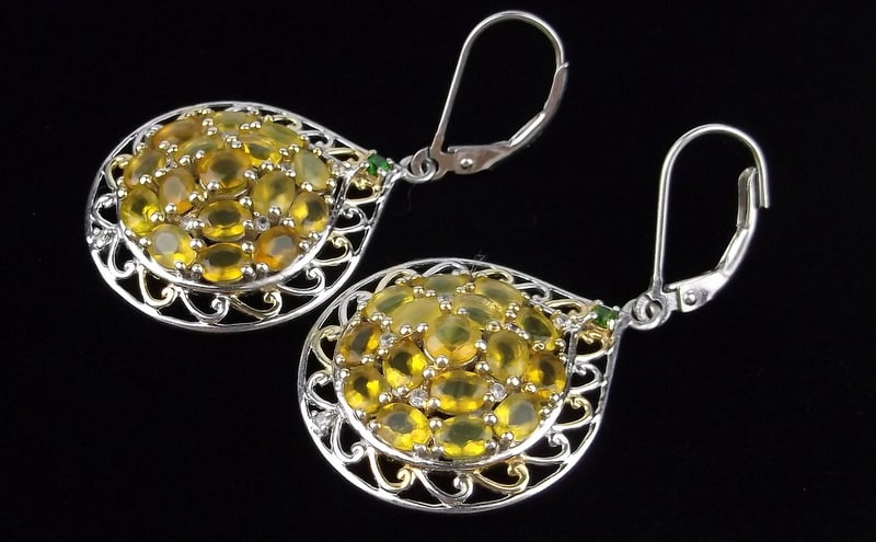 New Vint Big Designer Sterling Silver Tourmaline Emerald Earrings: Solid Sterling Silver Guaranteed, in Brand New Never Worn Condition.