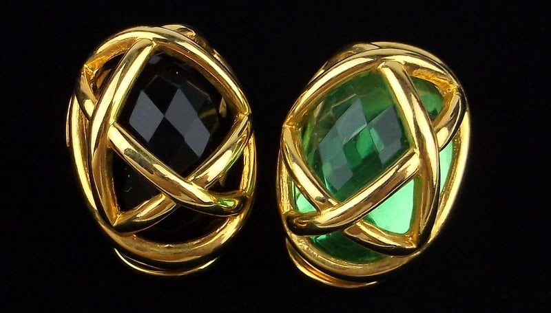 New Vintage Joan Rivers Rhinestone Earrings Set: new condition