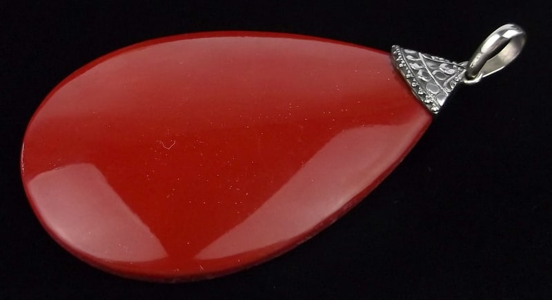 Mint Big Vintage BC Sterling Silver Red Coral Pendant: Guaranteed Solid 925 Sterling Silver, in Excellent Condition