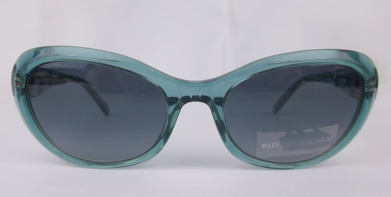 New Badgley Mischka Blue Netting Sunglasses: w Our New Sunglasses are Store Display Models so they are brand new but they have been handled so they may need to be cleaned off on the lenses, or cleaned on the sides, and there could be a minor