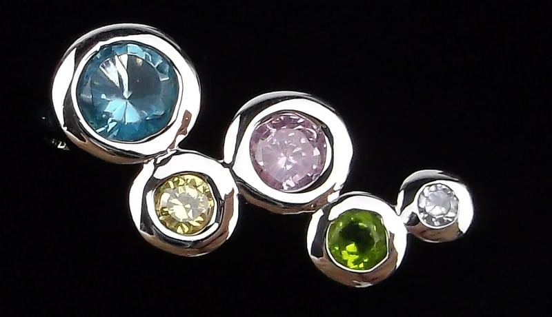 New Thick Sterling Silver Colorful Stone Pendant: Solid Sterling Silver Guaranteed, in Brand New Never Worn Condition.