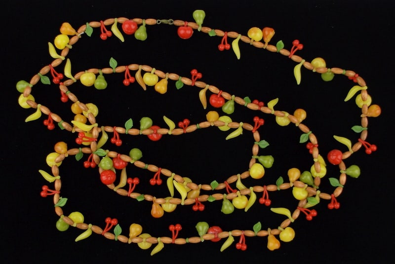Mint Vint 1960s Super MOD Celluloid Fruit Necklace 54" Colorful: Mint Condition, In Like New Condition, Perfect