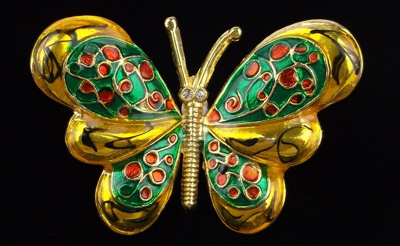 Big Mint Vintage Enameled Rhinestone Butterfly Brooch (1 of 2)