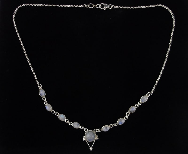 Mint Vintage Bali Sterling Silver Moonstone Necklace 18": Guaranteed Solid 925 Sterling Silver, in Excellent Condition