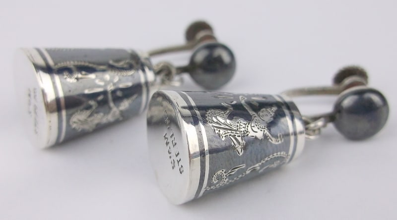 Mint Big Vint 1950s Sterling Silver Goddess Bells Earrings Heavy: Guaranteed Solid 925 Sterling Silver, in Excellent Condition