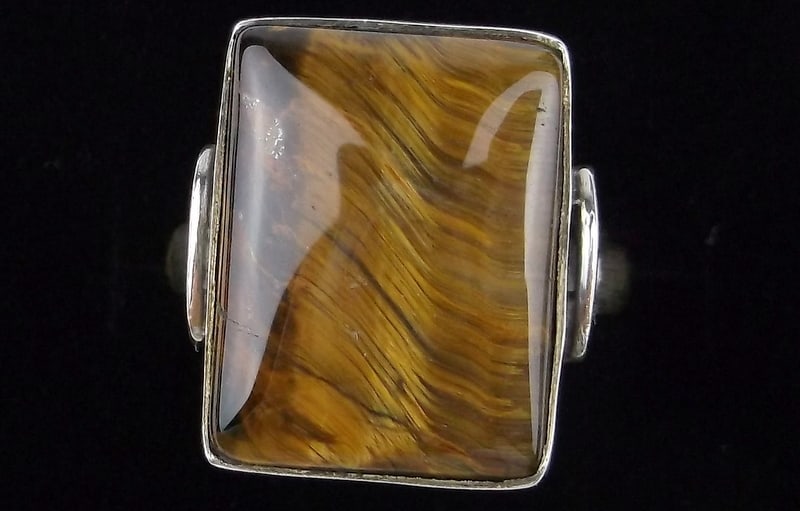 Mint Big Thick Vint Taxco Sterling Silver Tigers Eye Ring 8 (1 of 2)