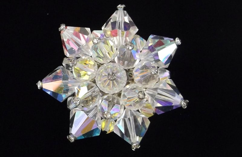 Stunning Big Vintage 1950s Crytal Starburst Brooch: excellent condition