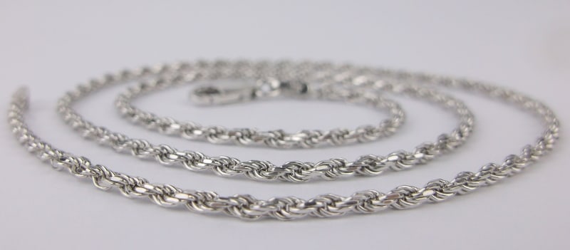 Mint Vintage Italian Sterling Silver Rope Chain Necklace 16" (1 of 2)