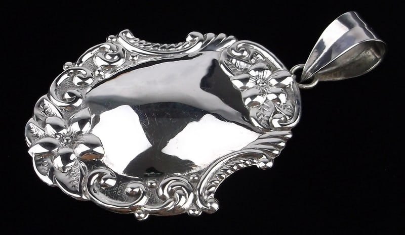 Mint Big Vintage Ornate Sterling Silver Pendant: Guaranteed Solid 925 Sterling Silver, in Excellent Condition