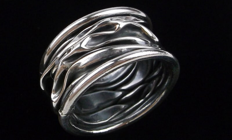Mint Big Heavy Vintage Israel Sterling Silver Wide Ring 11 (1 of 3)