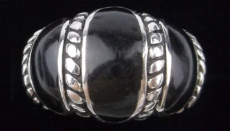 Mint Vintage Thick Sterling Silver Onyx Ring 6 (1 of 3)