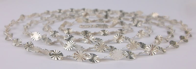 Mint Heavy Vint Italian Sterling Silver Starburst Chain Necklace 44": Guaranteed Solid 925 Sterling Silver, in Excellent Condition