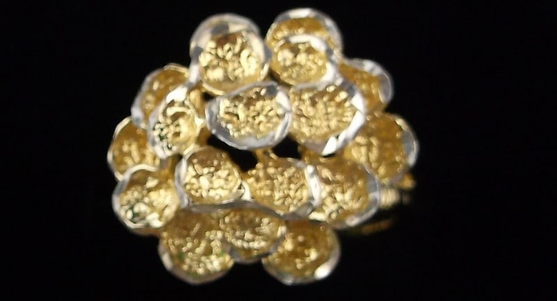 Gorgeous Thick Vint Gold Over Sterling Coin Stack Ring 8: Guaranteed Solid 925 Sterling Silver, in Excellent Condition