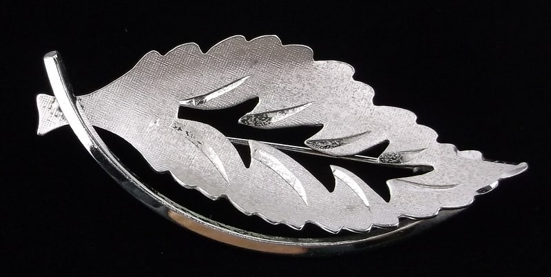 Mint Vintage 1960s Sterling Silver Leaf Brooch DB: Guaranteed Solid 925 Sterling Silver, in Excellent Condition