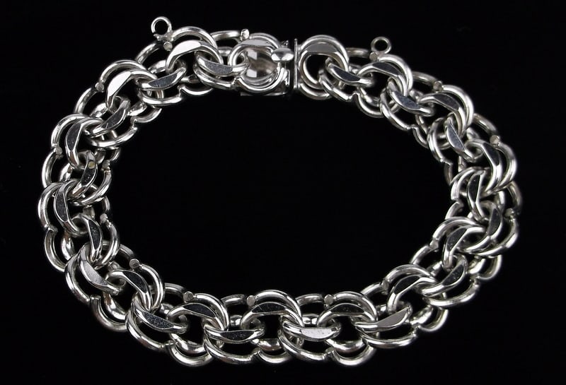 Mint Vintage Thick 1950s Sterling Silver Chain Bracelet 35.26g (1 of 4)