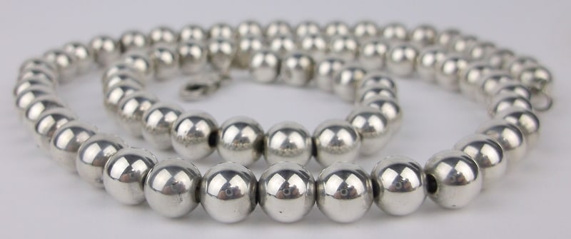 Stunning Vintage Big Sterling Silver Ball Chain Necklace 19" (1 of 2)