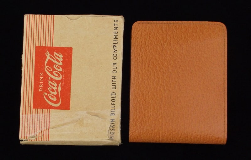 New Vintage 1960s Coca Cola Pigskin Wallet In Box: new condition