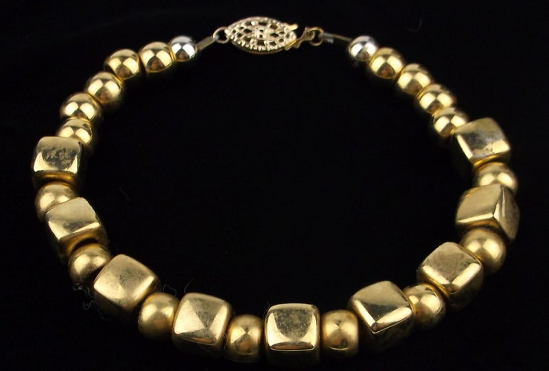 Gorgeous Vint 1960s 12kt GF Block Geometric Bracelet 7.25": excellent condition