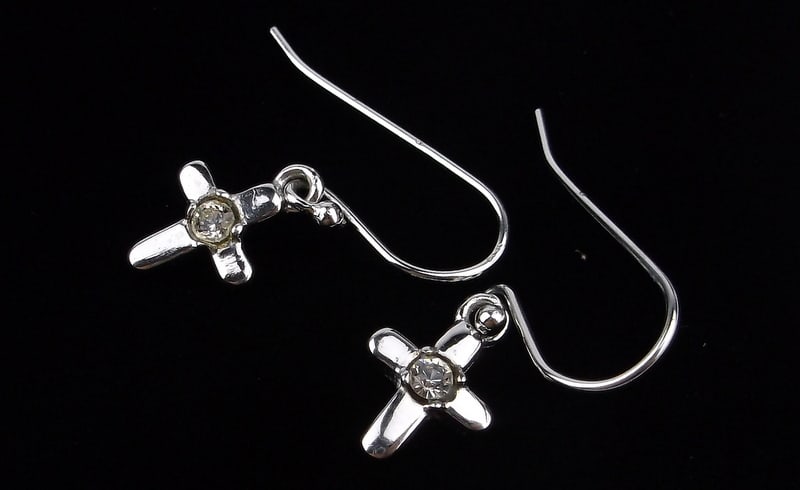 Mint Vintage Sterling Silver Cross Earrings (1 of 1)