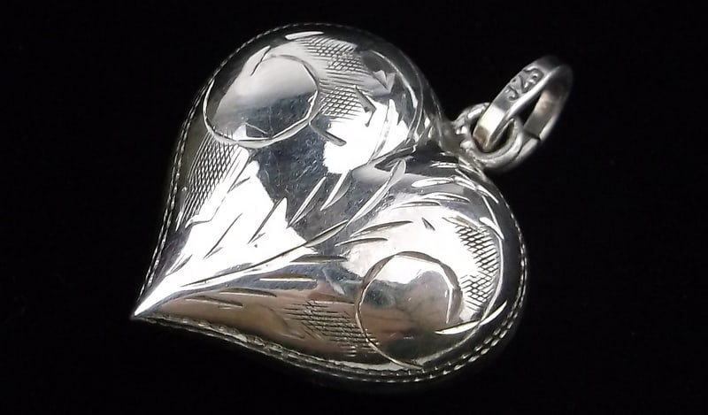 Mint Vintage Ornate Sterling Silver Heart Pendant: Guaranteed Solid 925 Sterling Silver, in Excellent Condition