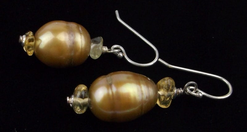 New Designer Sterling Silver Pearl Citrine Earrings: Solid Sterling Silver Guaranteed, in Brand New Never Worn Condition.