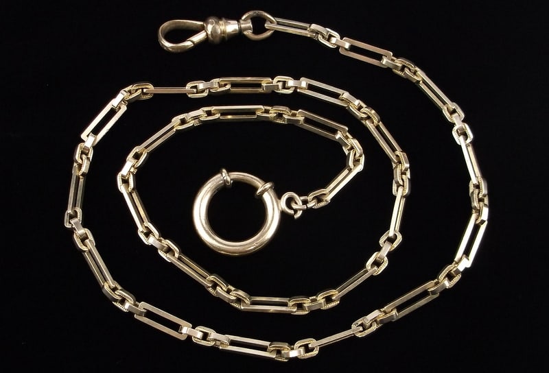Stunning Vint 1930s Simmons 12kt GF Pocket Watch Chain 18": excellent condition