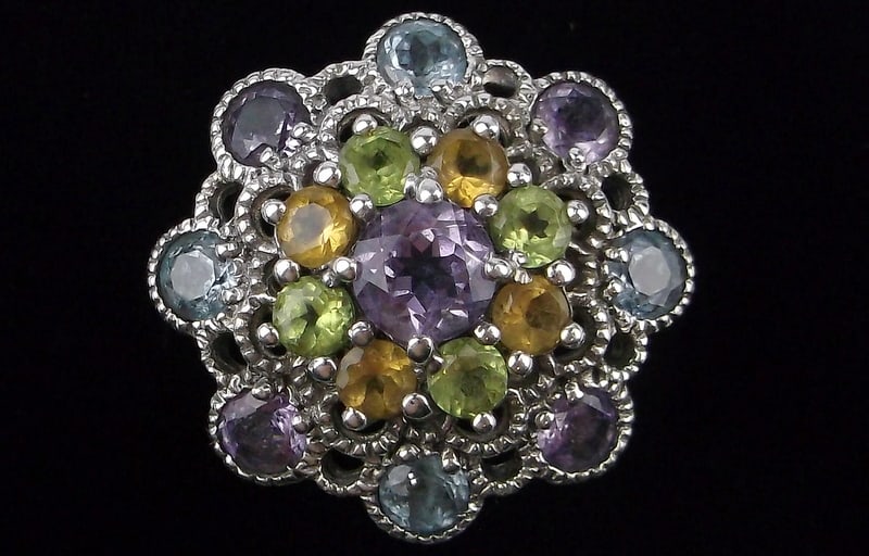 Big Mint Thick Vint Designer Sterling Silver Amethyst Topaz Ring 6 (1 of 3)