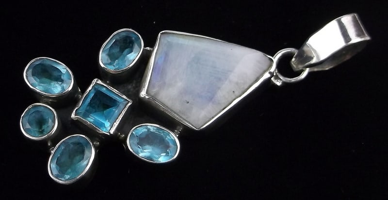 Mint Big Vint Heavy Designer Sterling Silver Moonstone Pendant: Guaranteed Solid 925 Sterling Silver, in Excellent Condition