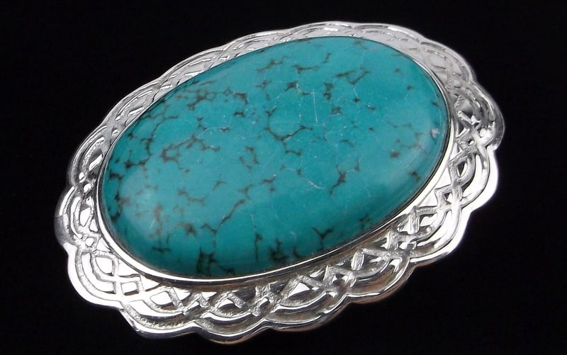 Mint Big Designer Sterling Silver Turquoise Pendant (1 of 3)