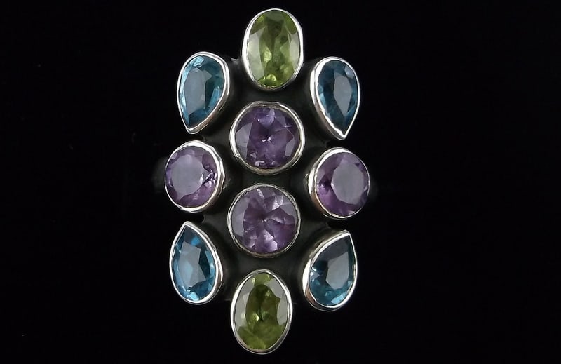 New Big Nicky Butler Sterling Topaz Amethyst Peridot Ring 7 (1 of 3)